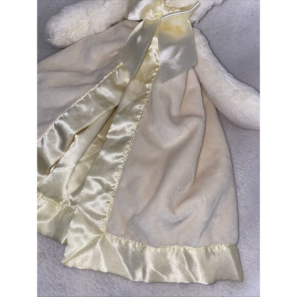 Bearington Baby Plush Bear 14" Cream Light Yellow Satin Security Blanket Lovey - Picture 4 of 8